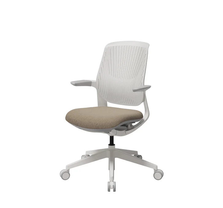 T25 Small Ergonomic Office Chair (White Plastic Back, Ash Green Seat) - Image 3