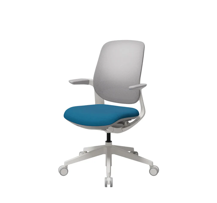 T25 Small Ergonomic Office Chair (White Plastic Back, Ash Green Seat) - Image 5